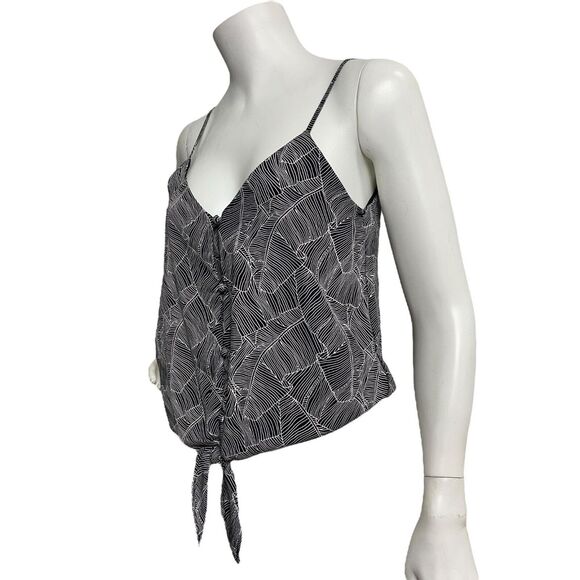 Sienna Sky Tank Top Button Up Tie Waist Tropical Palm Leaf Print Size XS Y2K - Picture 3 of 8